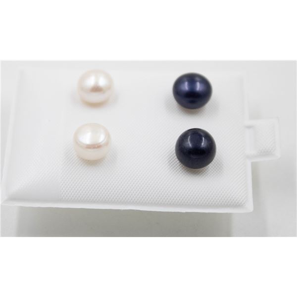 #73-NATURAL AKOYA PEARL STUD EARRINGS /2 PAIR