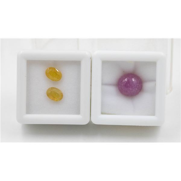 #165- HEATED YELLOW SAPPHIRE 2.45CT & RUBY 7.40CT