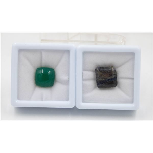 #199-BLUE SAPPHIRE 19.40CT & GREEN AGATE 9.90CT