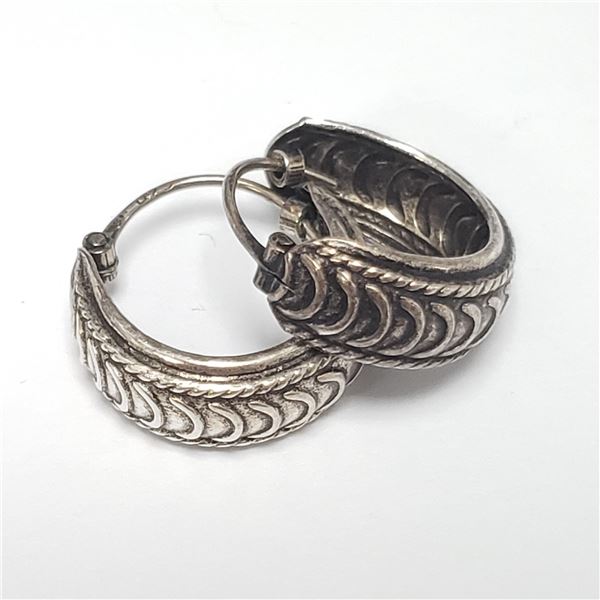 BZ1924-68L SILVER HOOP EARRINGS