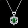 Image 1 : 2 HEARTS 1CT LAB EMERALD STERLING SILVER NECKLACE