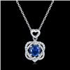 Image 1 : 2 HEARTS 1CT LAB SAPPHIRE 925 ST. SILVER NECKLACE