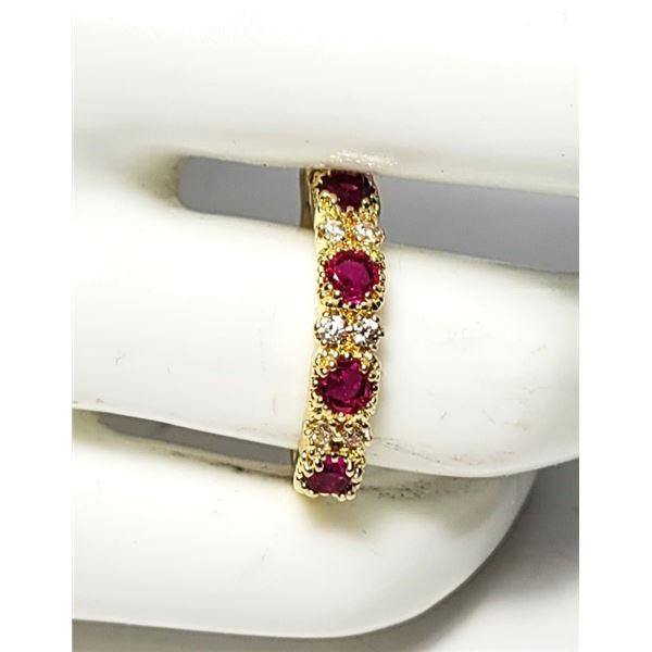 18)  GOLD TONE WITH RED AND CLEAR CZ BAND STYLE