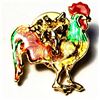 Image 1 : 25)  RED, YELLOW, GREEN ENAMEL ANGEL/ROOSTER LAPEL