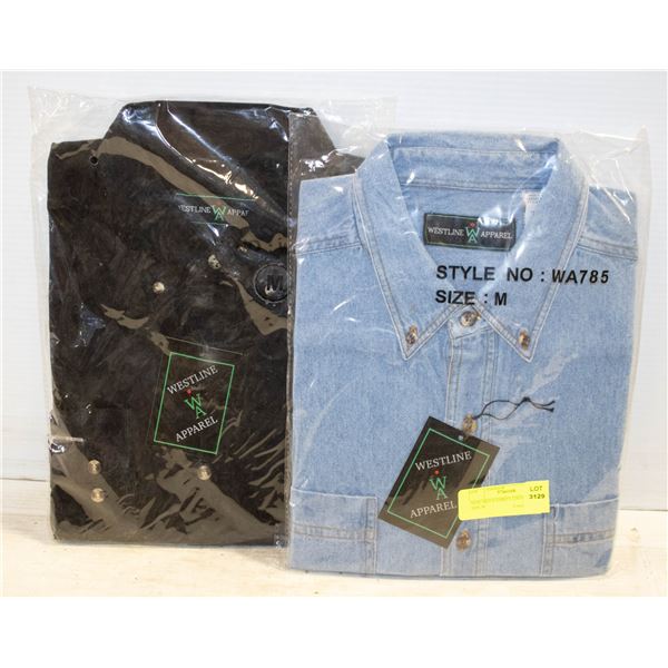 NEW MEN'S SHIRTS 1DENIM/1BLACK SIZE M