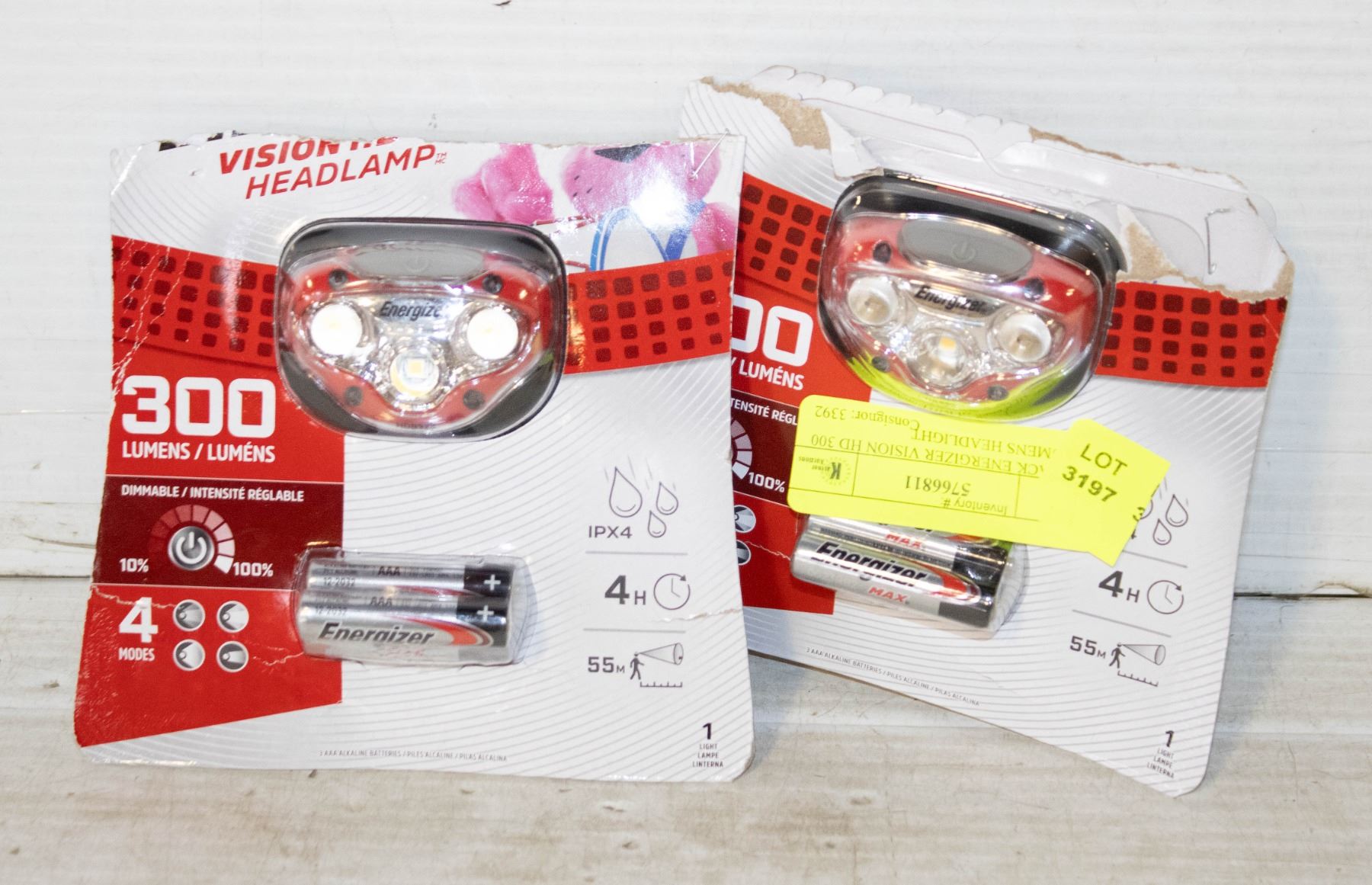 2 PACK ENERGIZER VISION HD 300 LUMENS HEADLIGHT