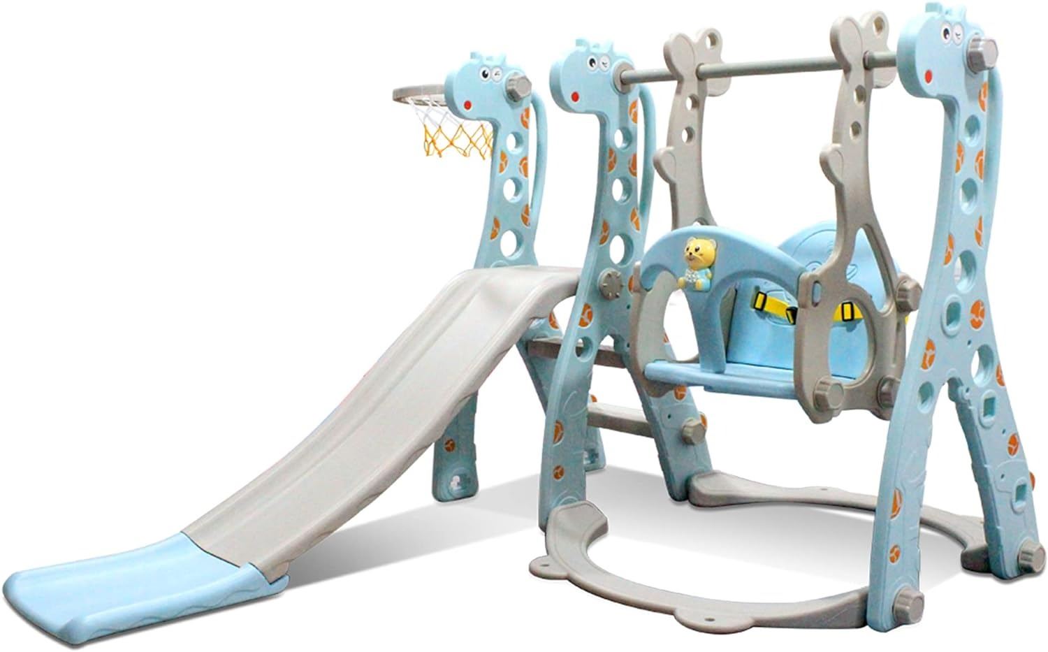 COSTWAY Toddler Swing And Slide Set, 10 In 1 Kids Slide With Climber