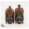 Image 1 : PAIR VINTAGE HAND CARVED WOODEN MASKS