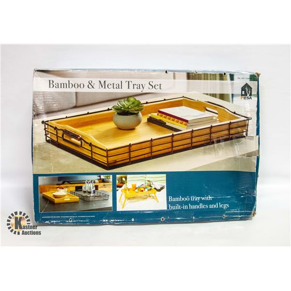 NEW MESA BAMBOO & METAL TRAY SET