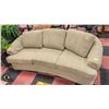 Image 1 : GREEN FABRIC CURVED FRONT SOFA 87" X 38" X 34"