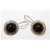 Image 1 : ESTATE SILVER BLACK ONYX DROP EARRINGS