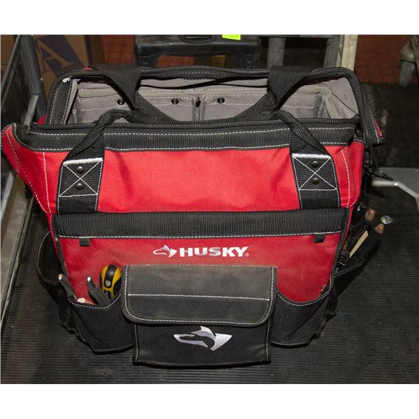 LARGE HUSKY TOOLBAG ON WHEELS WITH CONTENTS