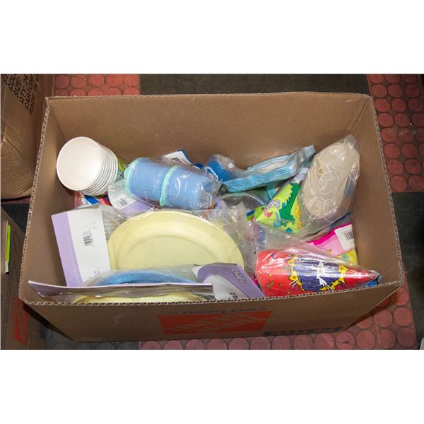 BOX OF PARTY ITEMS