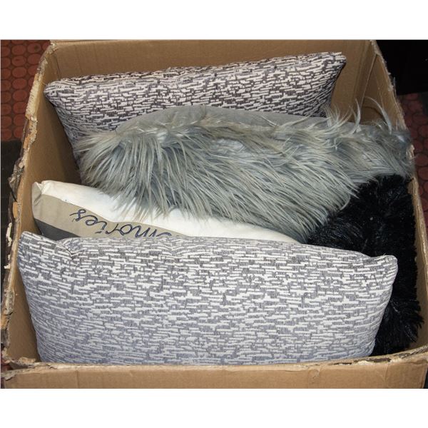 LARGE BOX OF THROW PILLOWS