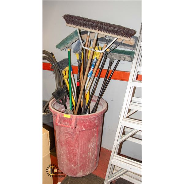 GARBAGE BIN OF BROOMS