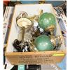 Image 1 : CRATE OF ANTIQUE LIGHT FIXTURES AND PIECES