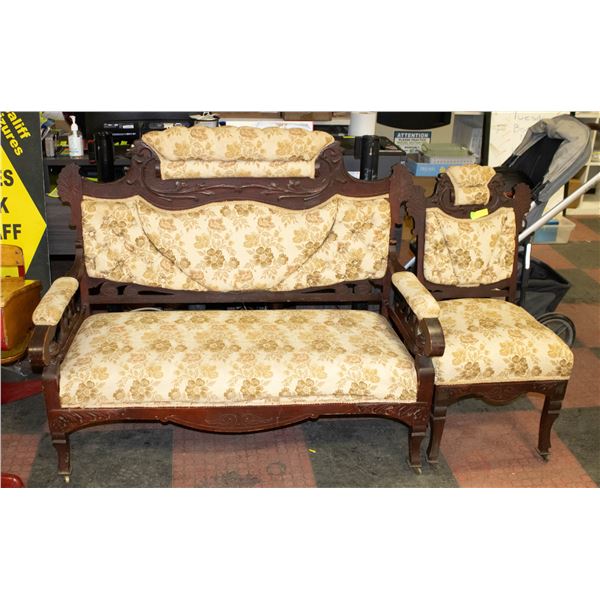 ANTIQUE EASTLAKE VICTORIAN SETTEE AND