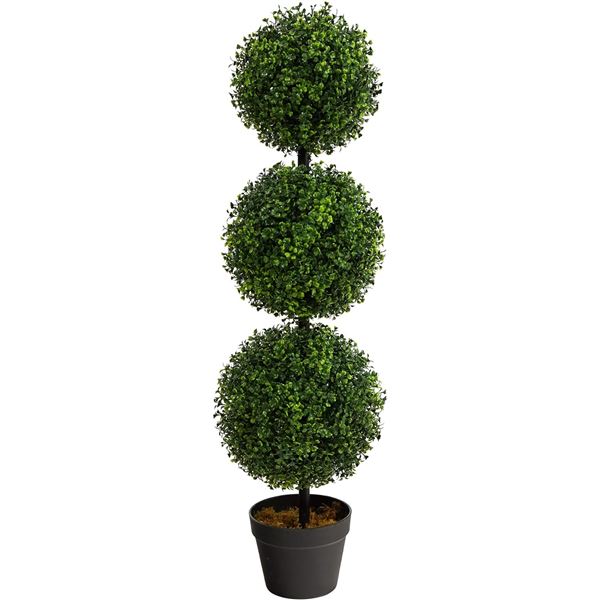 NEW 3 FT FAUX BOXWOOD TRIPLE BALL TOPIARY TREE