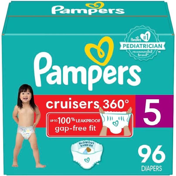 NEW CASE OF PAMPERS CRUISER 360 SIZE 5 96 COUNT