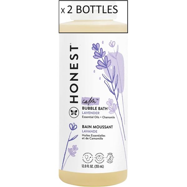 NEW 2 PACK OF HONEST CALMING BUBBLE BATH, LAVENDER