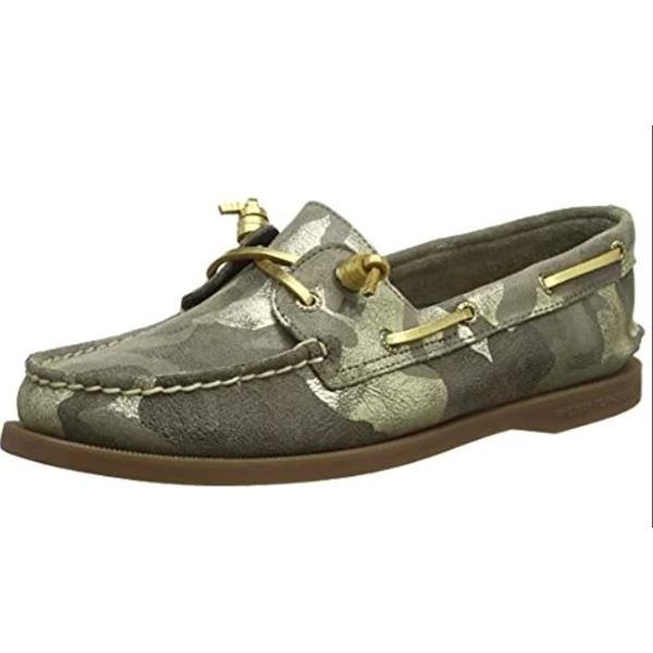 NEW SIZE 5 SPERRY A/O VIDA CAMO OLIVE IN METALIC