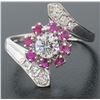 Image 3 : 14k White Gold 1.10 ctw Diamond & Ruby Ladies Crossover FINE Cocktail Ring