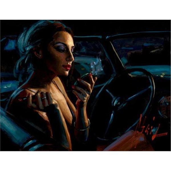 Darya in Car with Lipstick by Fabian Perez