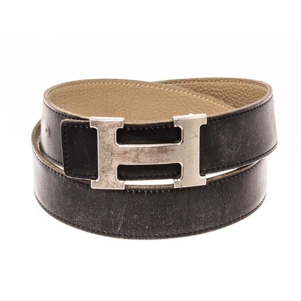 Hermes Black Leather Constance H Belt