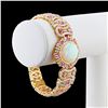 Image 2 : 11.07 ctw Opal, 6.81 ctw Pink Sapphire and 13.12 ctw Diamond 14K Yellow Gold Bra