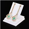 Image 2 : 1.91 ctw Emerald and 1.54 ctw Diamond 18K Yellow Gold Dangling Earrings