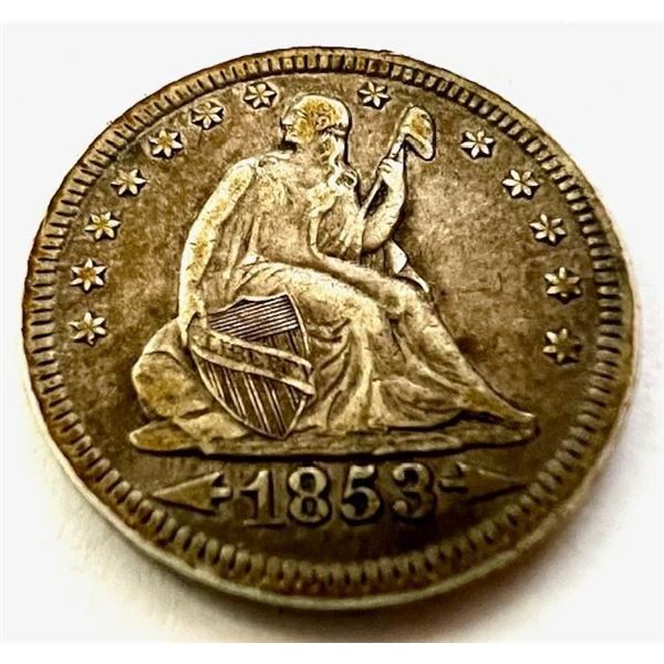 1853 Seated Liberty Quarter 25c Better Grade XF