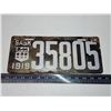 Image 1 : 1919 Porcelain Saskatchewan license plate - 35805