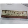 Image 1 : happy wife tin sign - 19"x5.5"