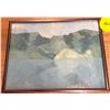 Image 1 : Mountain and lake Scene by M.S., 16.5" x 12.5"