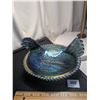 Image 3 : Vintage blue carnival glass hen on nest dish
