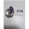 Image 3 : Deep purple stone and 925 silver ring. Size 6-1/4 to 6-1/2