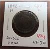 Image 1 : 1882H Canadian Victorian Large Cent. Obverse 2 (Double Chin). VF-30.