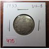 Image 1 : 1933 Canadian Silver 25 Cents. VG-8. Key Date. Mintage of 421,282.
