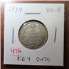 Image 1 : 1934 Canadian Silver 25 Cents. VG-8. Key Date. Mintage of 384,350.