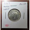 Image 1 : 1947 Maple Leaf Silver 25 Cents. Minted in 1948! AU-50.