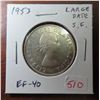 Image 1 : 1953 Large Date, Shoulder Fold Silver 50 Cents. EF-40.