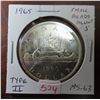 Image 1 : 1965 Type II Canadian Silver Dollar. Small Beads, Blunt 5. MS-63. Lustrous.