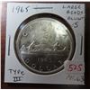 Image 1 : 1965 Type III Canadian Siler Dollar. Large Beads, Blunt 5. MS-63. Lustrous.