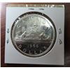 Image 2 : 1966 Large Beads Canadian Silver Dollar. MS-63 with Cameo. Lustrous.