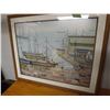 Image 2 : 29.5"x23.5" print of ships in the harbour, oak frame