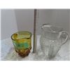 Image 2 : 2 vintage pitchers - gold and clear glass
