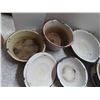 Image 2 : Lot of vintage enamel ware-roaster , pot with lid, basins