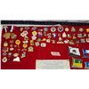 Image 2 : Large red velvet sheet, filled with Lions Club collector's pins