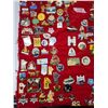 Image 4 : Large red velvet sheet, filled with Lions Club collector's pins