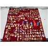 Image 1 : Large red velvet sheet, filled with Lions Club collector's pins